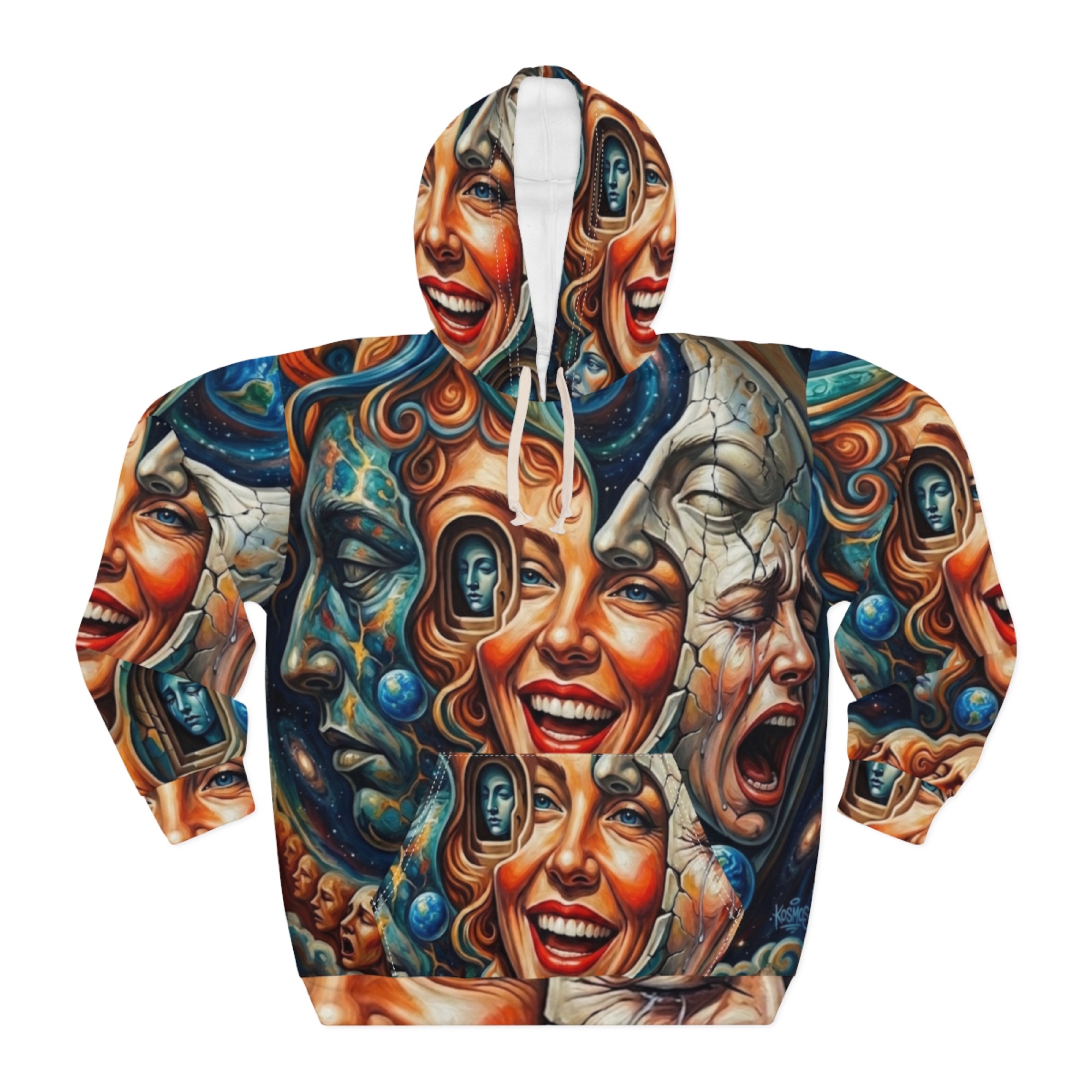 Surreal Faces All-Over-Print Hoodie
